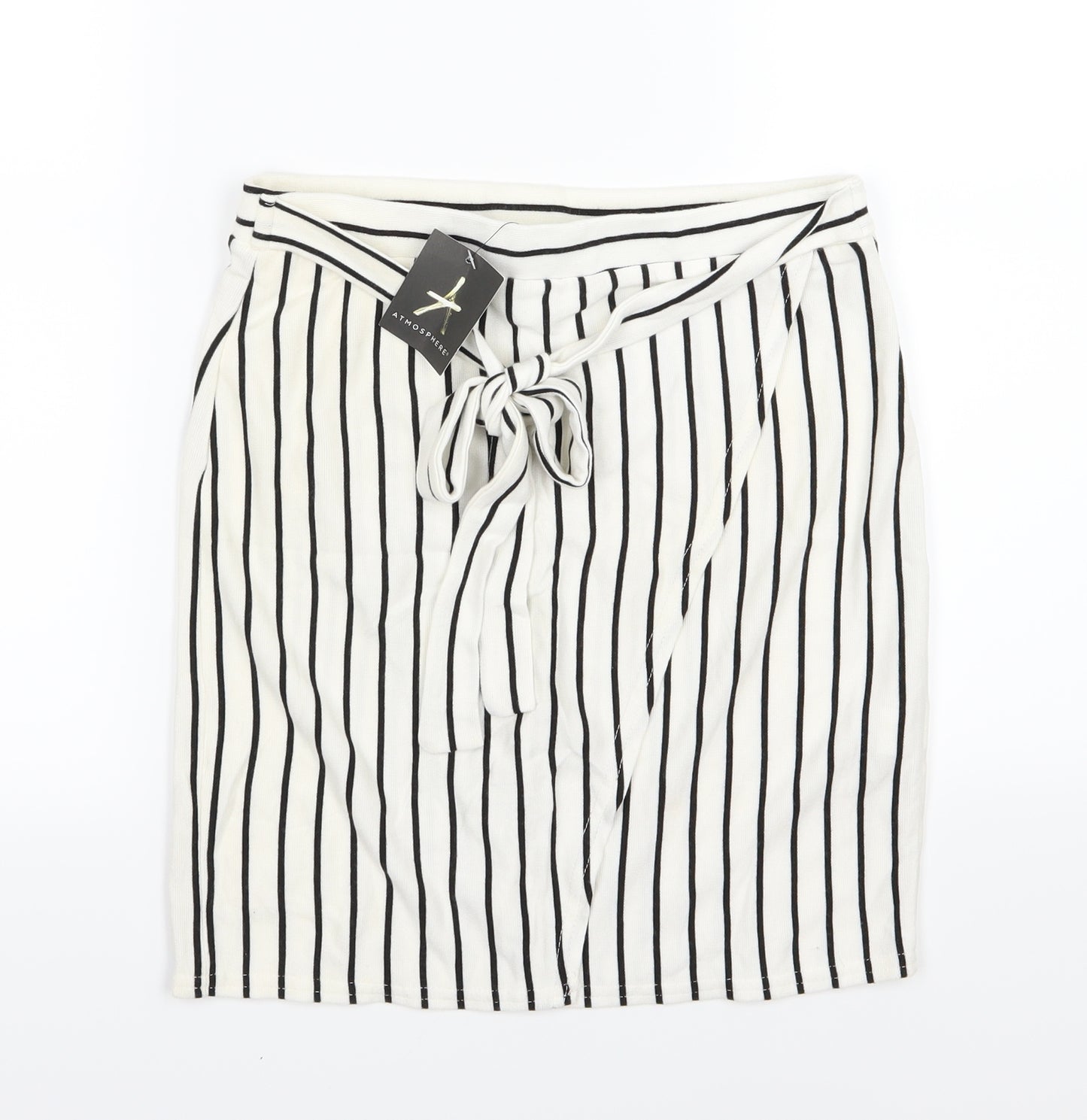 Primark Womens White Striped Jersey A-Line Skirt Size 12