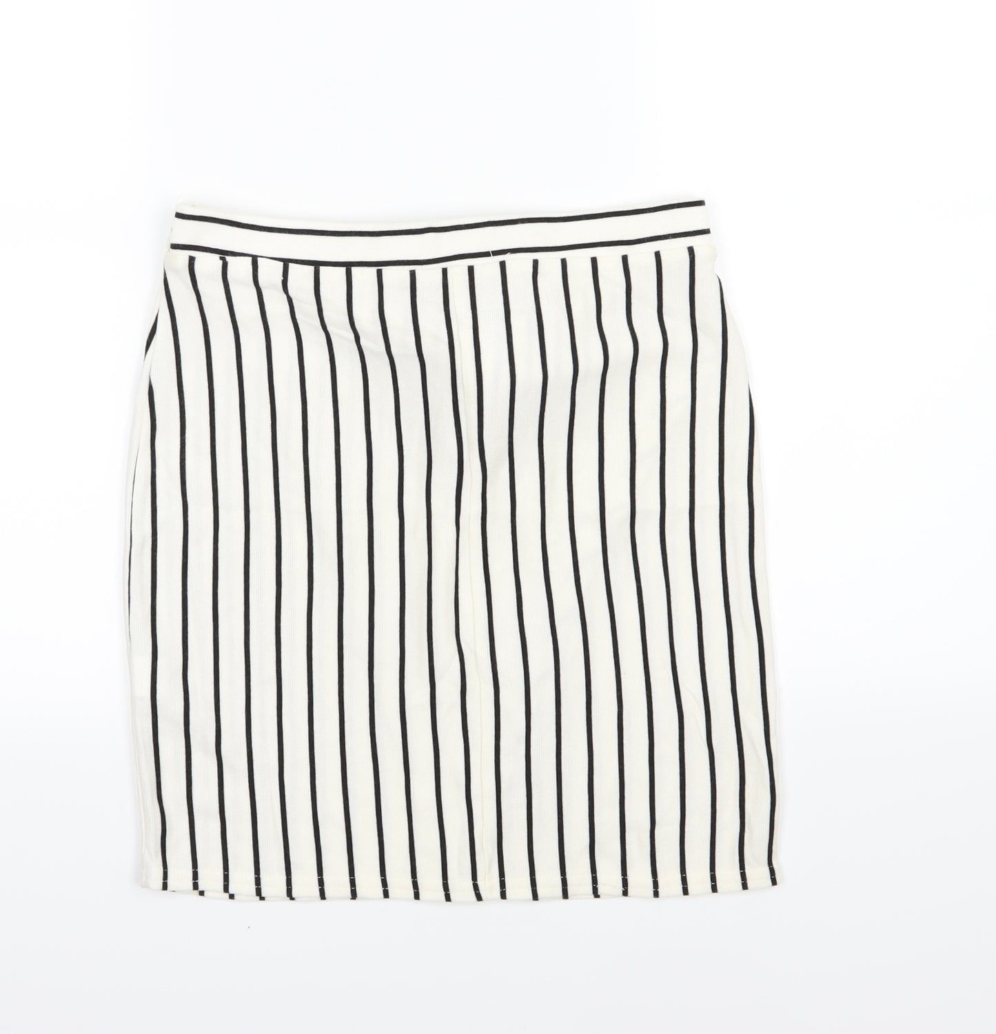 Primark Womens White Striped Jersey A-Line Skirt Size 12