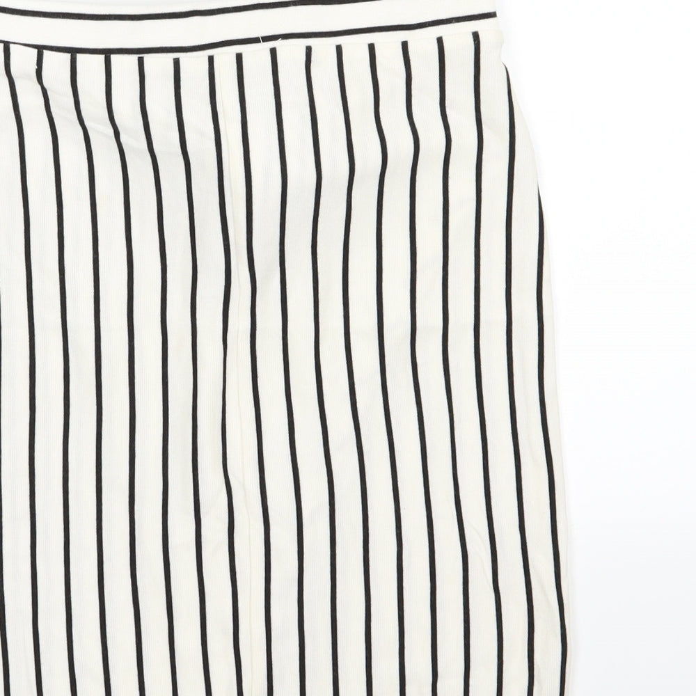 Primark Womens White Striped Jersey A-Line Skirt Size 12