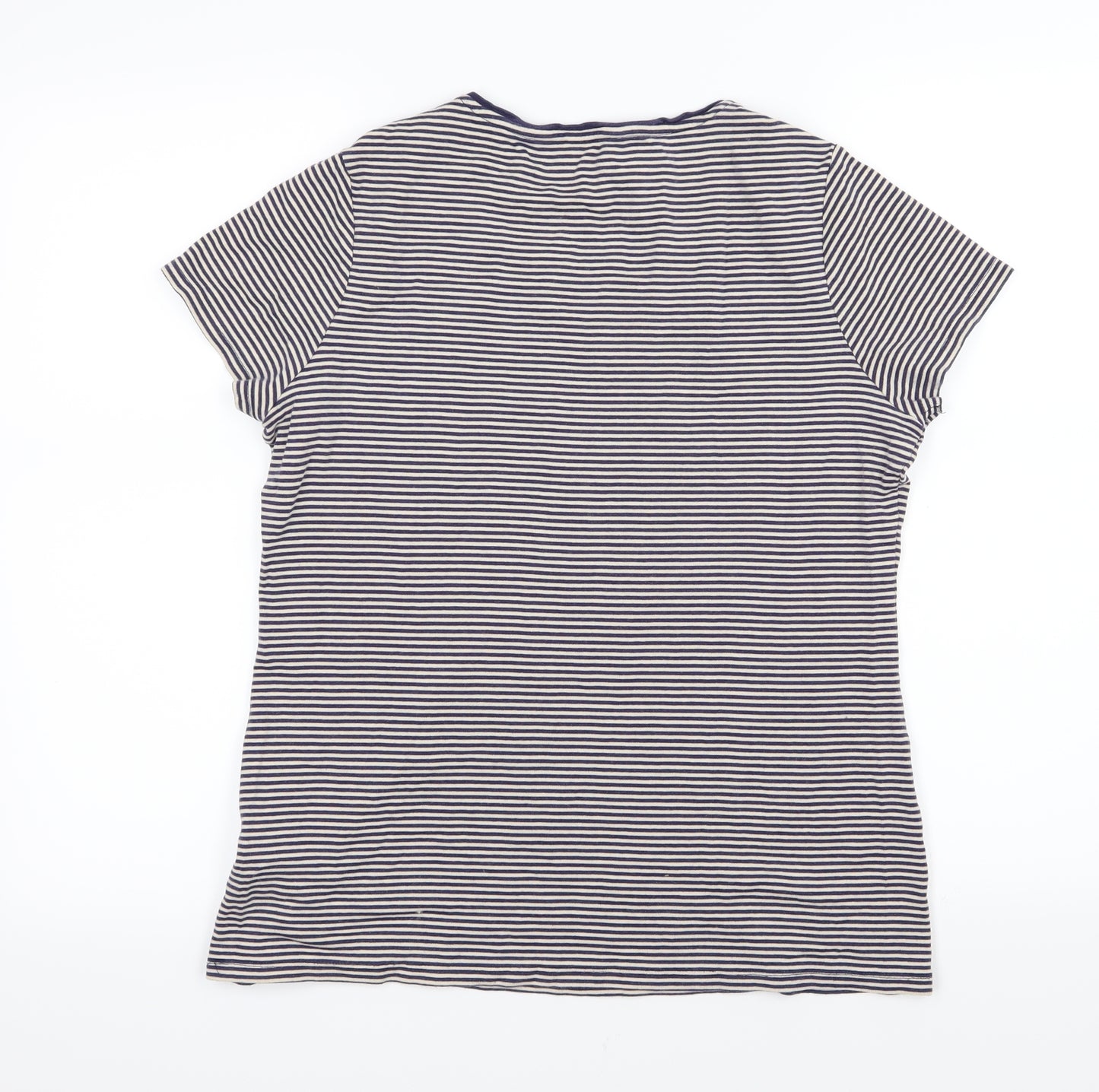 Marks and Spencer Womens Blue Striped Jersey Basic T-Shirt Size 18