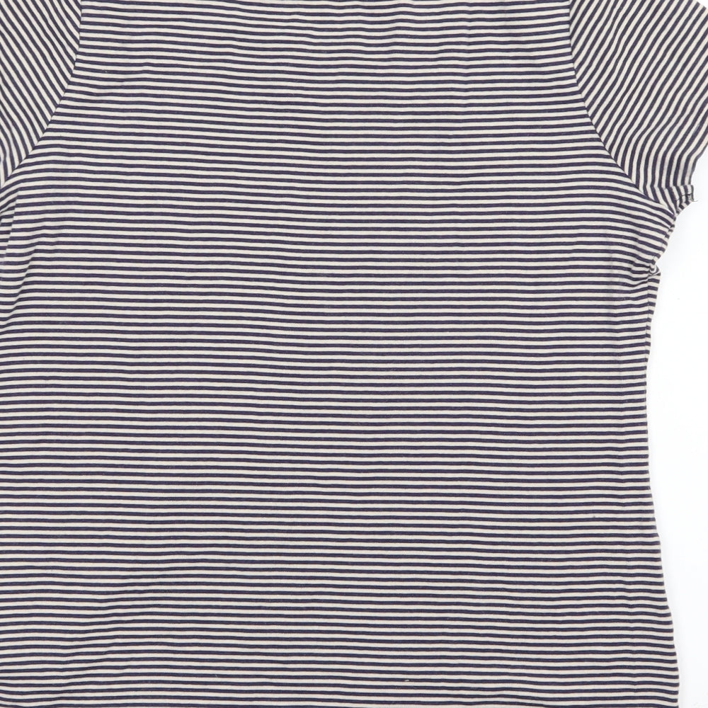 Marks and Spencer Womens Blue Striped Jersey Basic T-Shirt Size 18