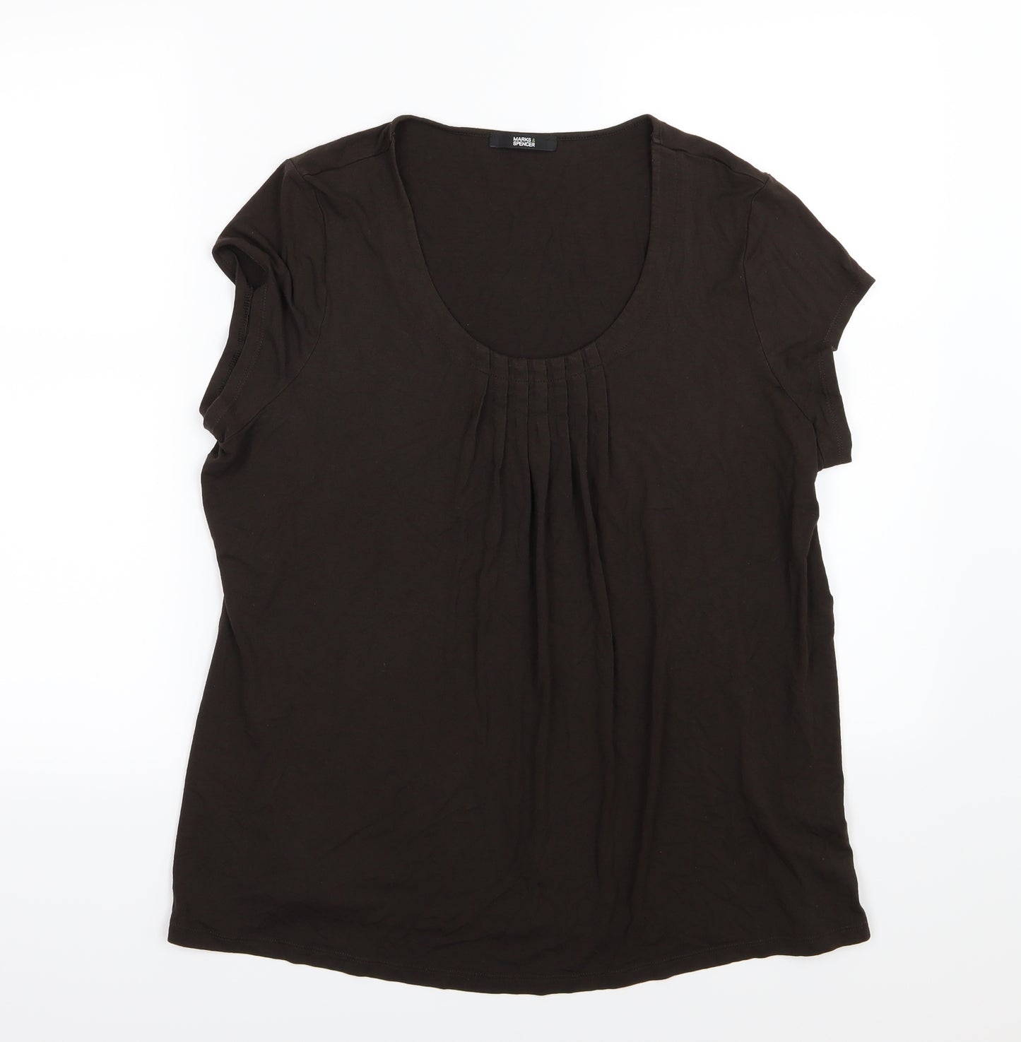 Marks and Spencer Womens Brown  Jersey Basic T-Shirt Size 18