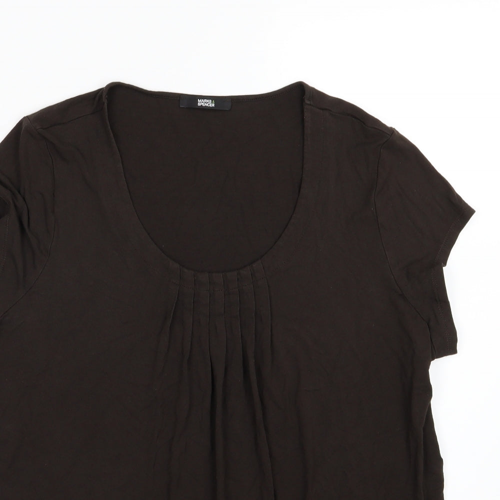 Marks and Spencer Womens Brown  Jersey Basic T-Shirt Size 18
