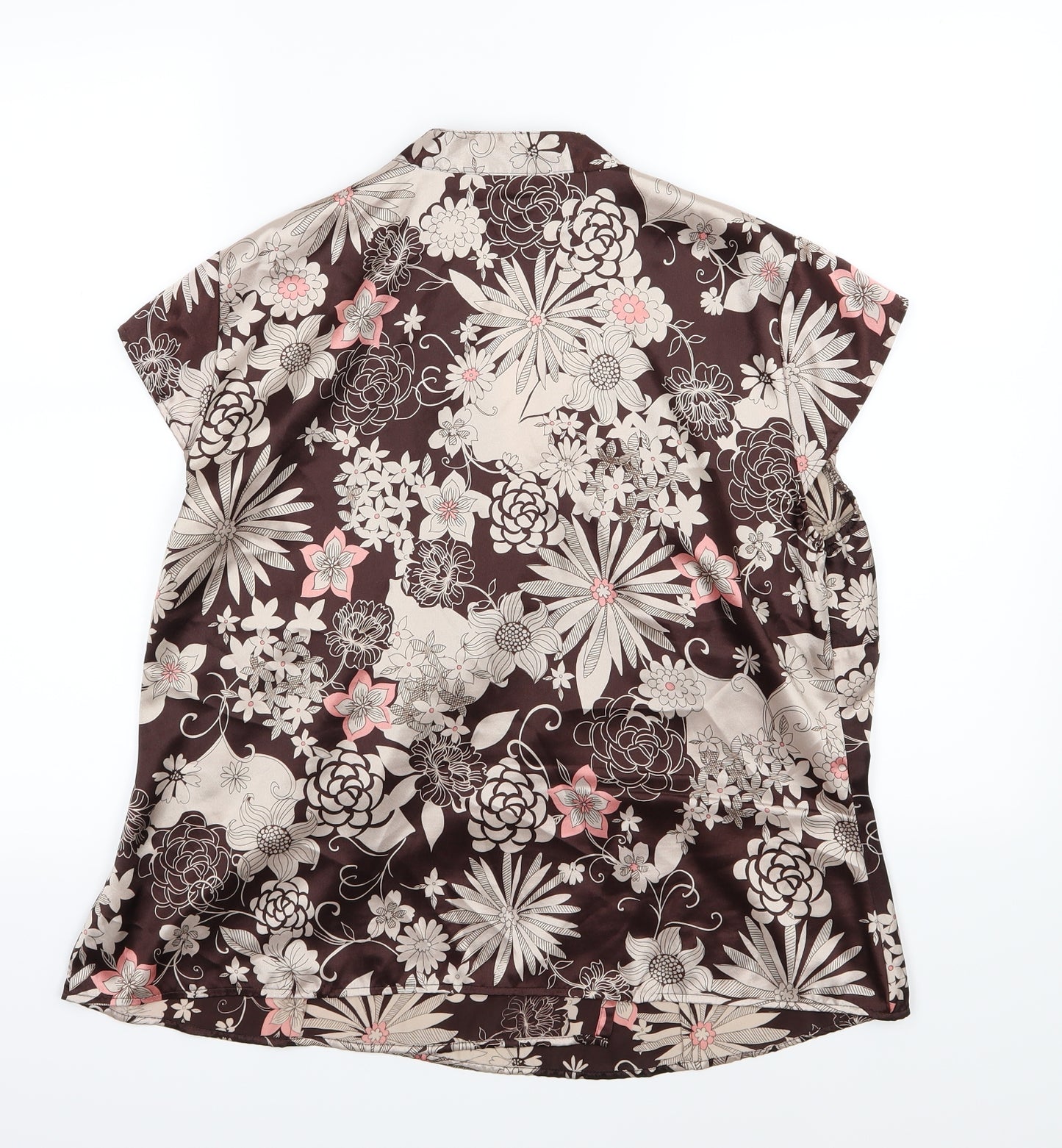 Marks and Spencer Womens Brown Floral Chiffon Wrap Blouse Size 18