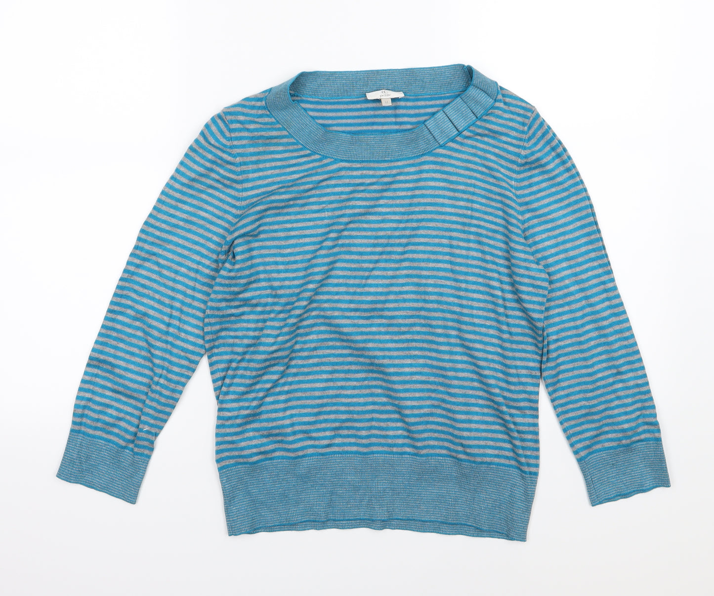 Country Casuals Womens Blue Striped Knit Pullover Jumper Size M