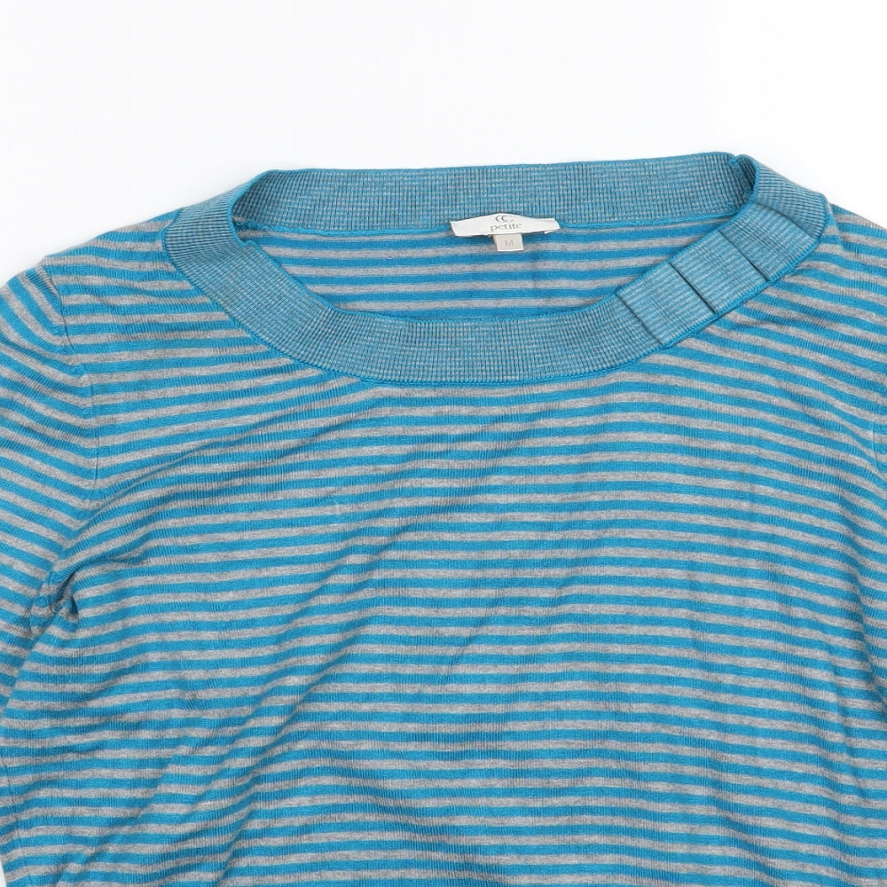 Country Casuals Womens Blue Striped Knit Pullover Jumper Size M