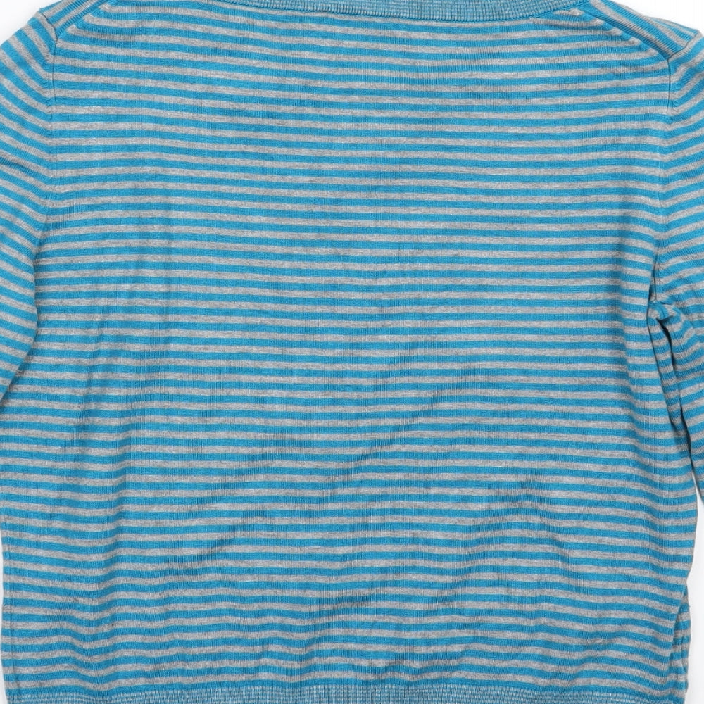 Country Casuals Womens Blue Striped Knit Pullover Jumper Size M