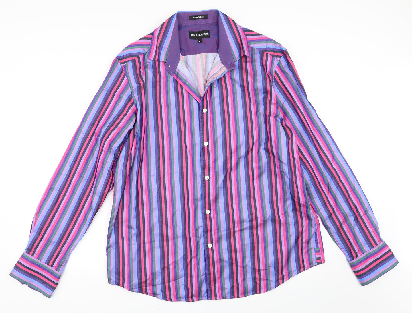 Marks and Spencer Mens Pink Striped   Button-Up Size XL