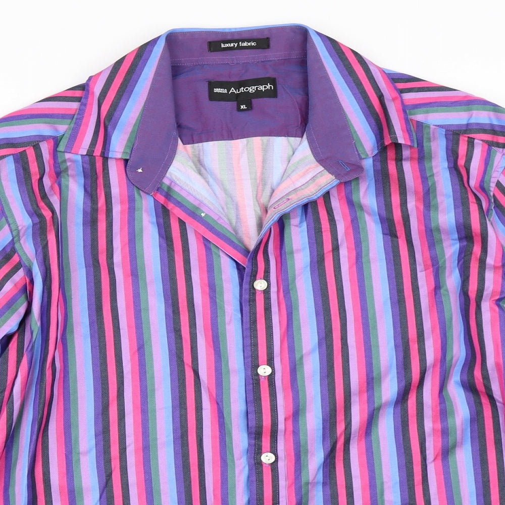 Marks and Spencer Mens Pink Striped   Button-Up Size XL