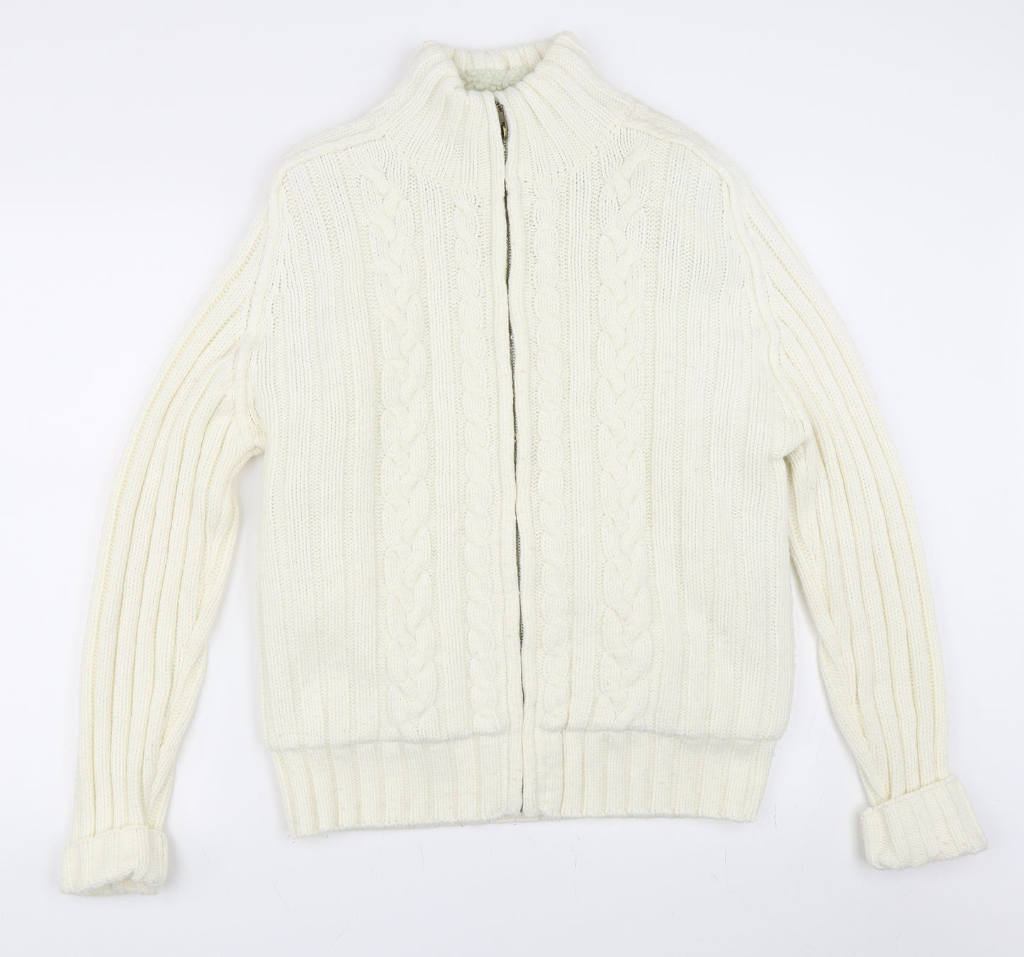 Petroleum Womens Ivory   Full Zip Jumper Size L