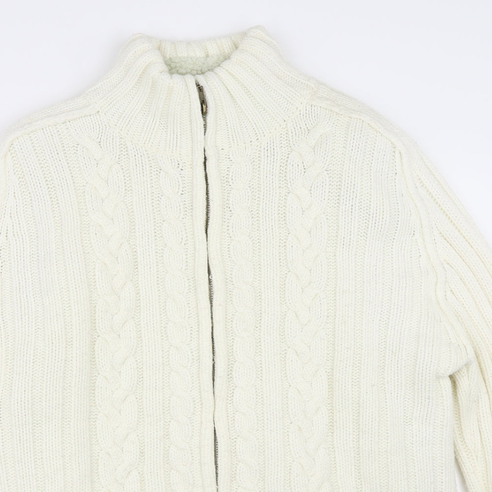 Petroleum Womens Ivory   Full Zip Jumper Size L
