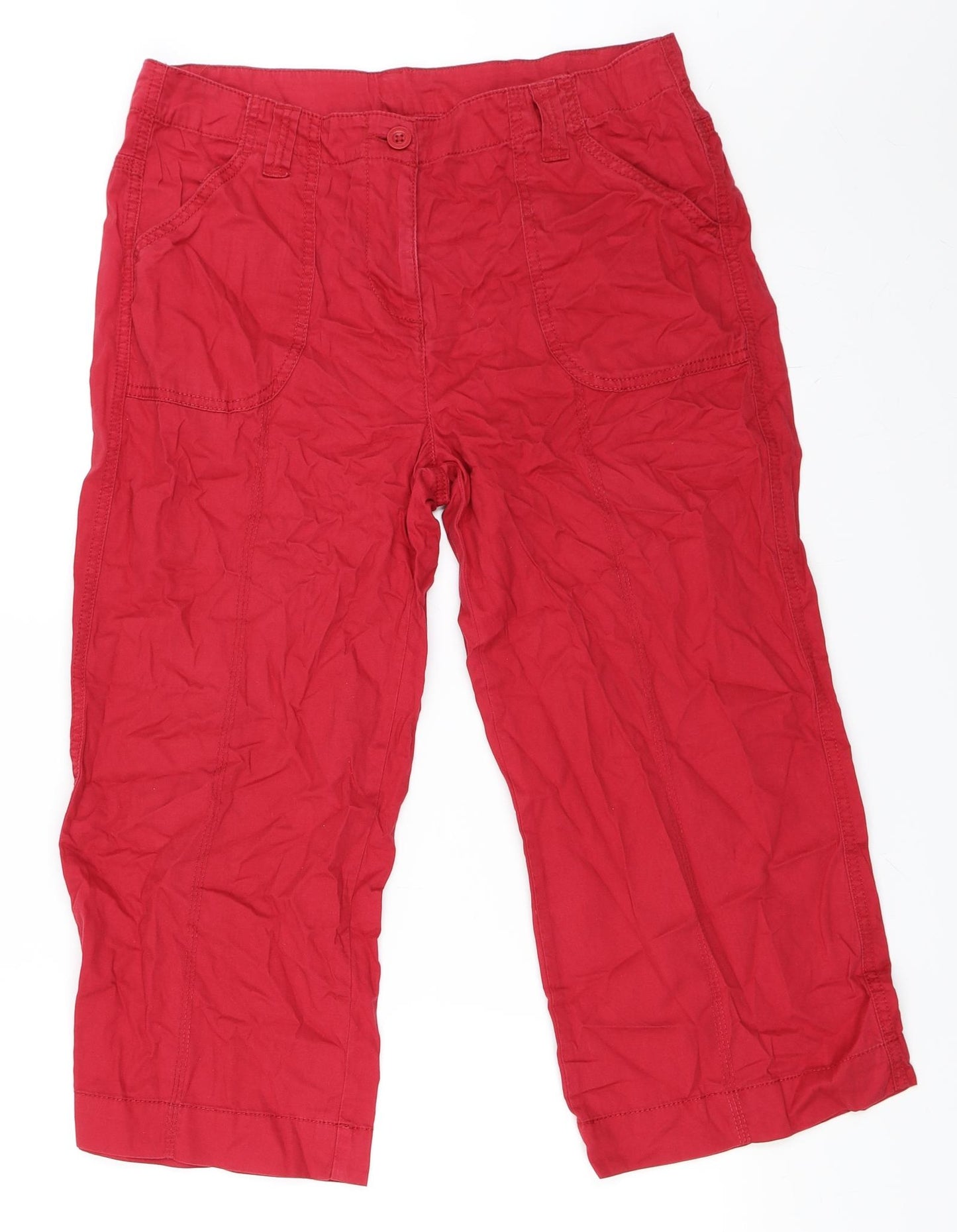 Marks and Spencer Womens Red   Cropped Trousers Size 10