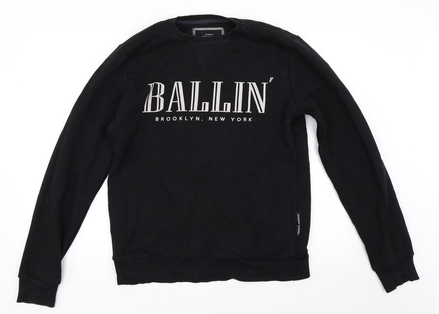 Criminal Damage Mens Black   Pullover Sweatshirt Size L