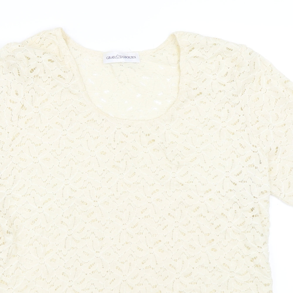 Gray & Osbourn Womens Ivory   Basic T-Shirt Size M