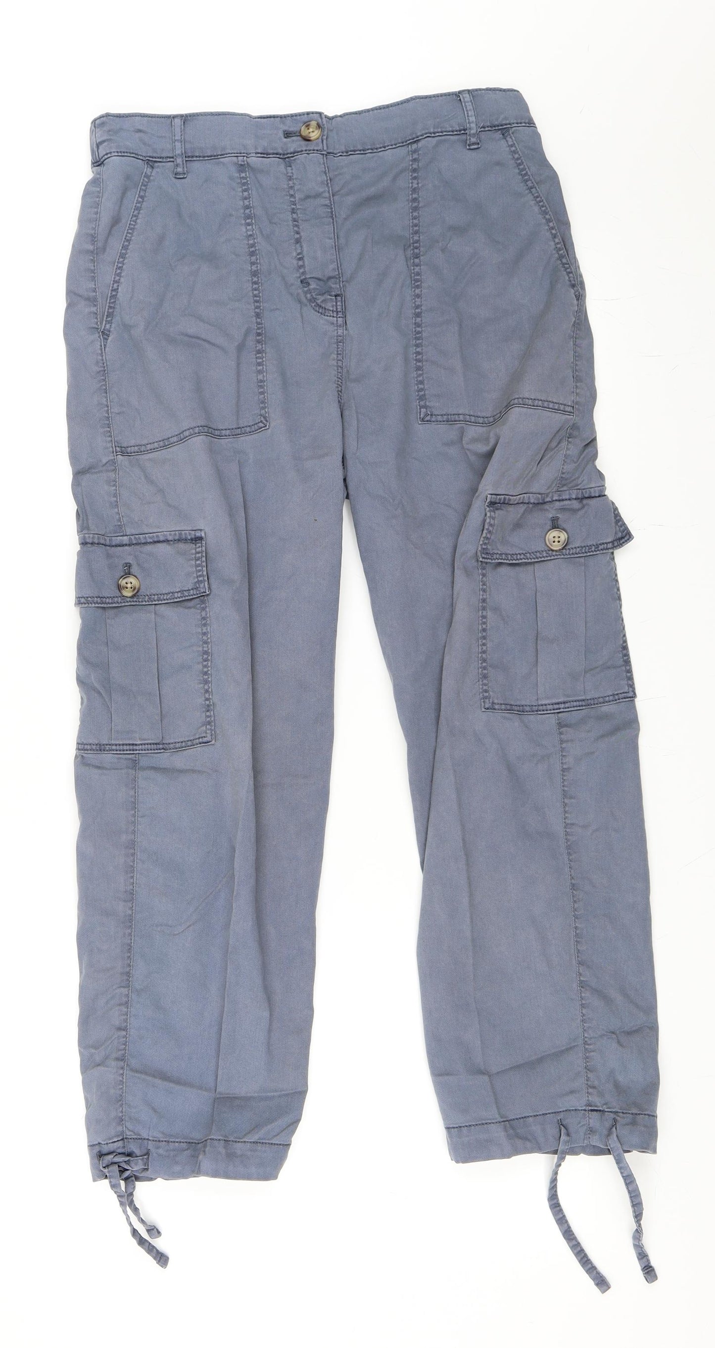 Marks and Spencer Womens Blue   Cargo Trousers Size 10 L23 in