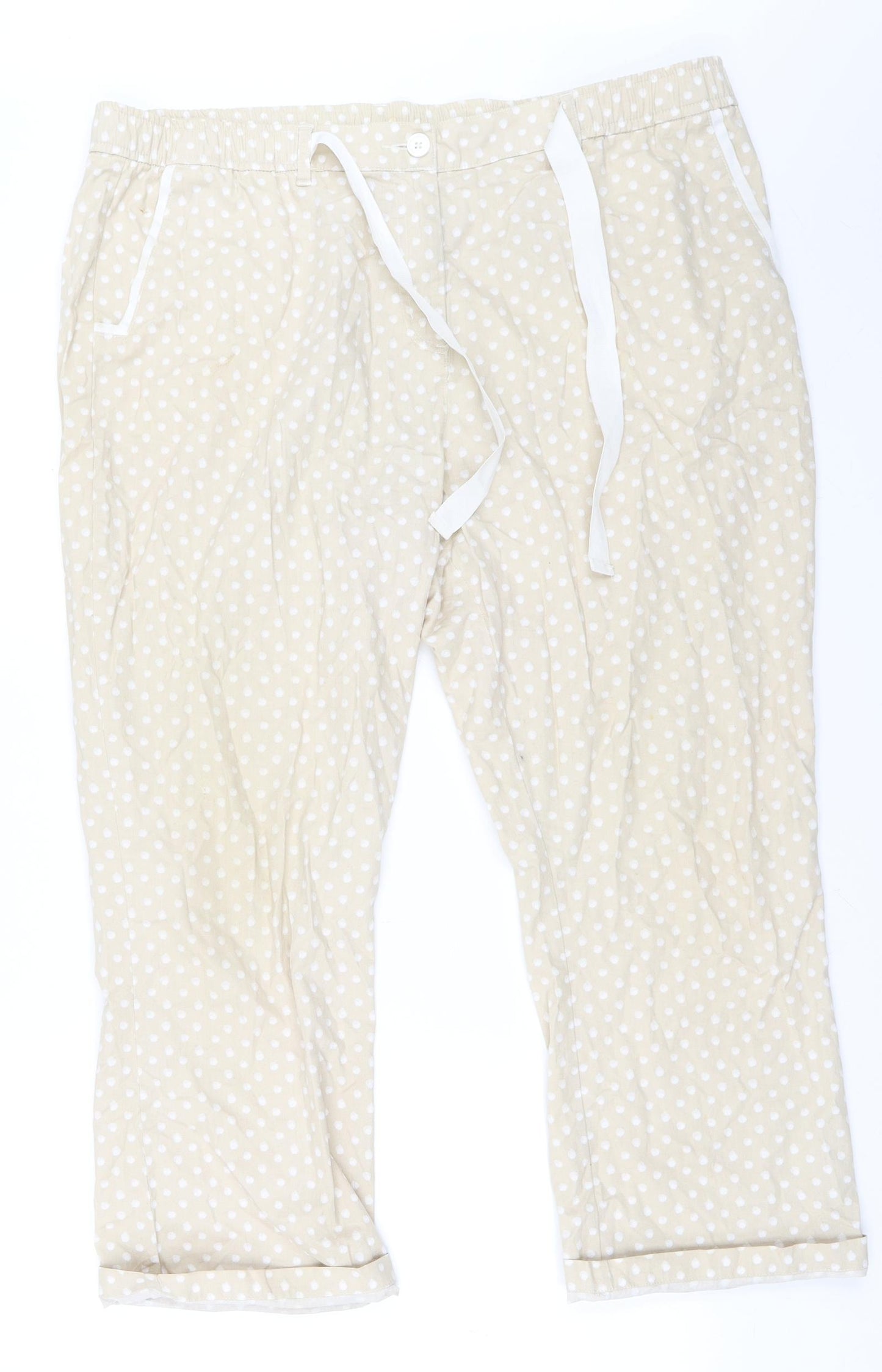 Cotton Traders Womens Beige Polka Dot  Trousers  Size 20 L25 in