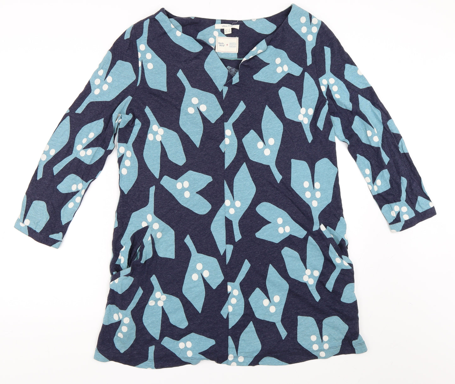 White Stuff Womens Blue Geometric  Tunic T-Shirt Size 12  - Longline