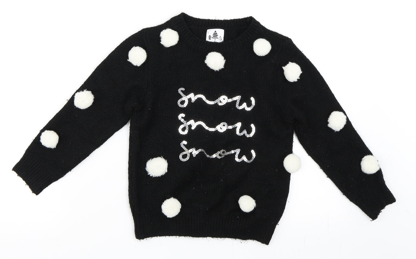 George Girls Black   Pullover Jumper Size 5-6 Years  - Christmas Jumper