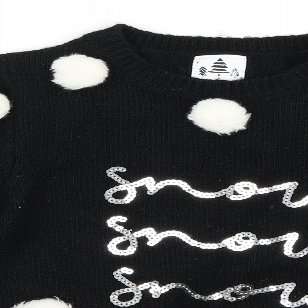 George Girls Black   Pullover Jumper Size 5-6 Years  - Christmas Jumper