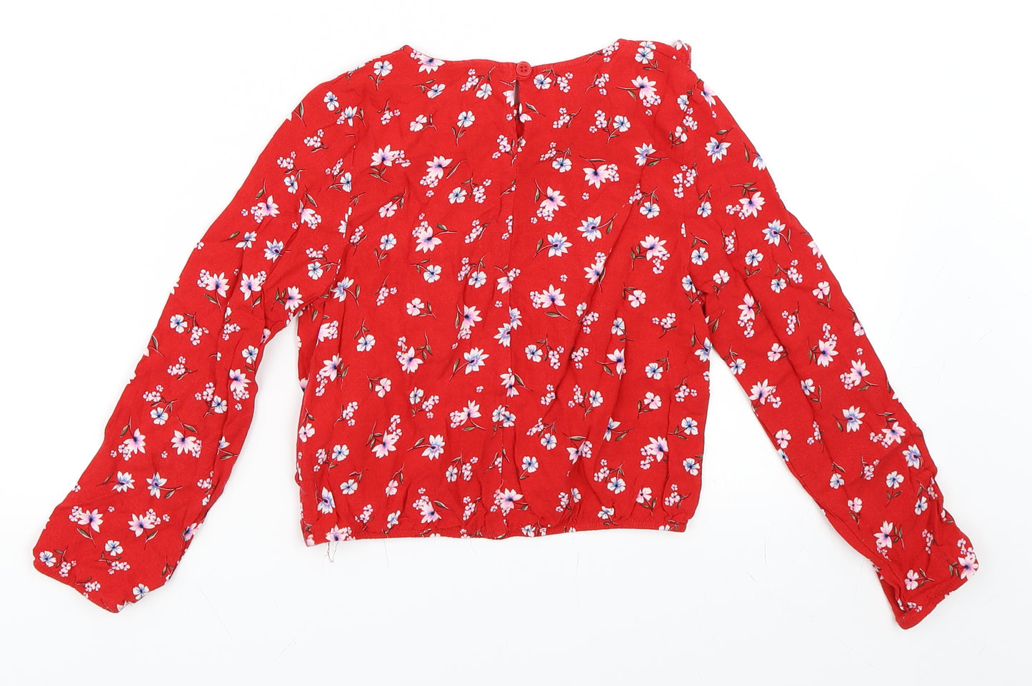 Primark Girls Red Floral  Basic Blouse Size 8-9 Years