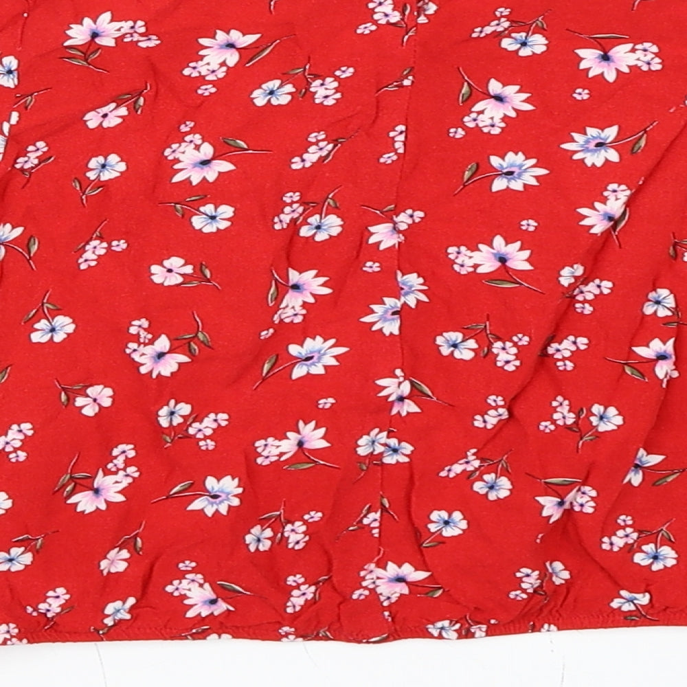 Primark Girls Red Floral  Basic Blouse Size 8-9 Years
