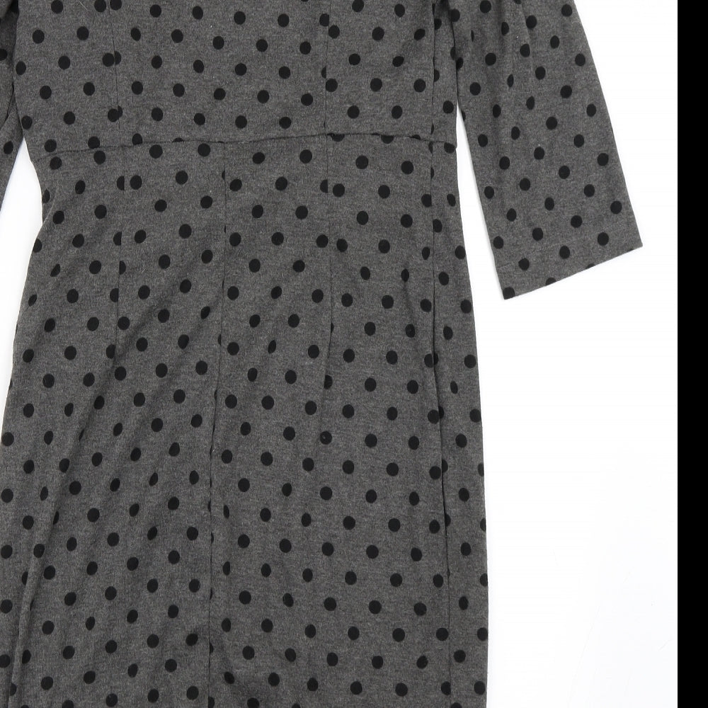 Lindy Bop Womens Grey Polka Dot  Pencil Dress  Size 12