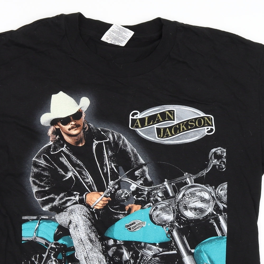 Hanes Mens Black    T-Shirt Size L  - Alan Jackson