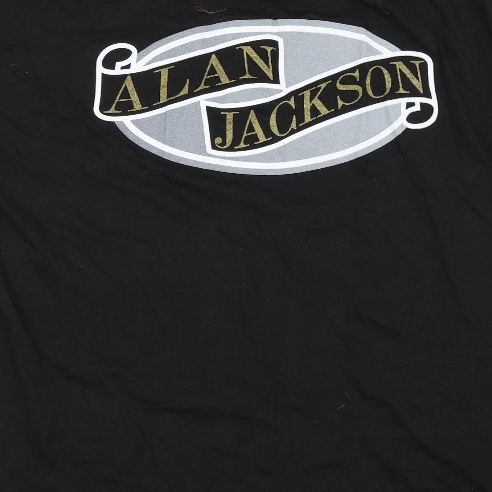 Hanes Mens Black    T-Shirt Size L  - Alan Jackson
