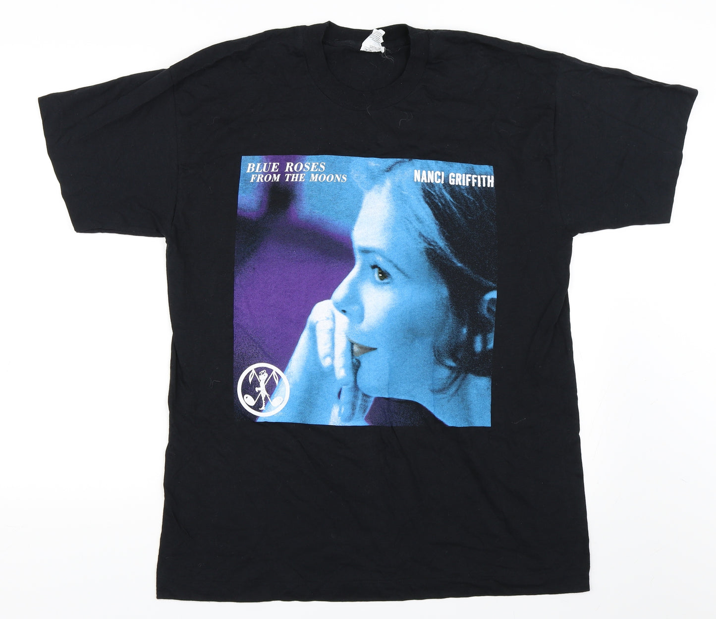 Preworn Mens Black    T-Shirt Size L  - Nanci Griffith