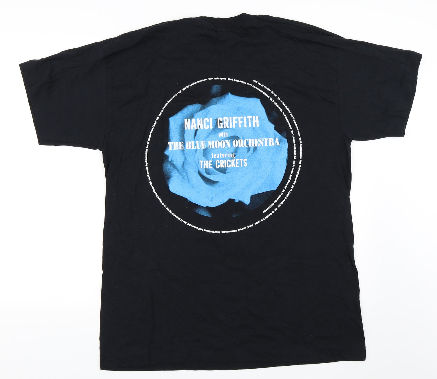 Preworn Mens Black    T-Shirt Size L  - Nanci Griffith