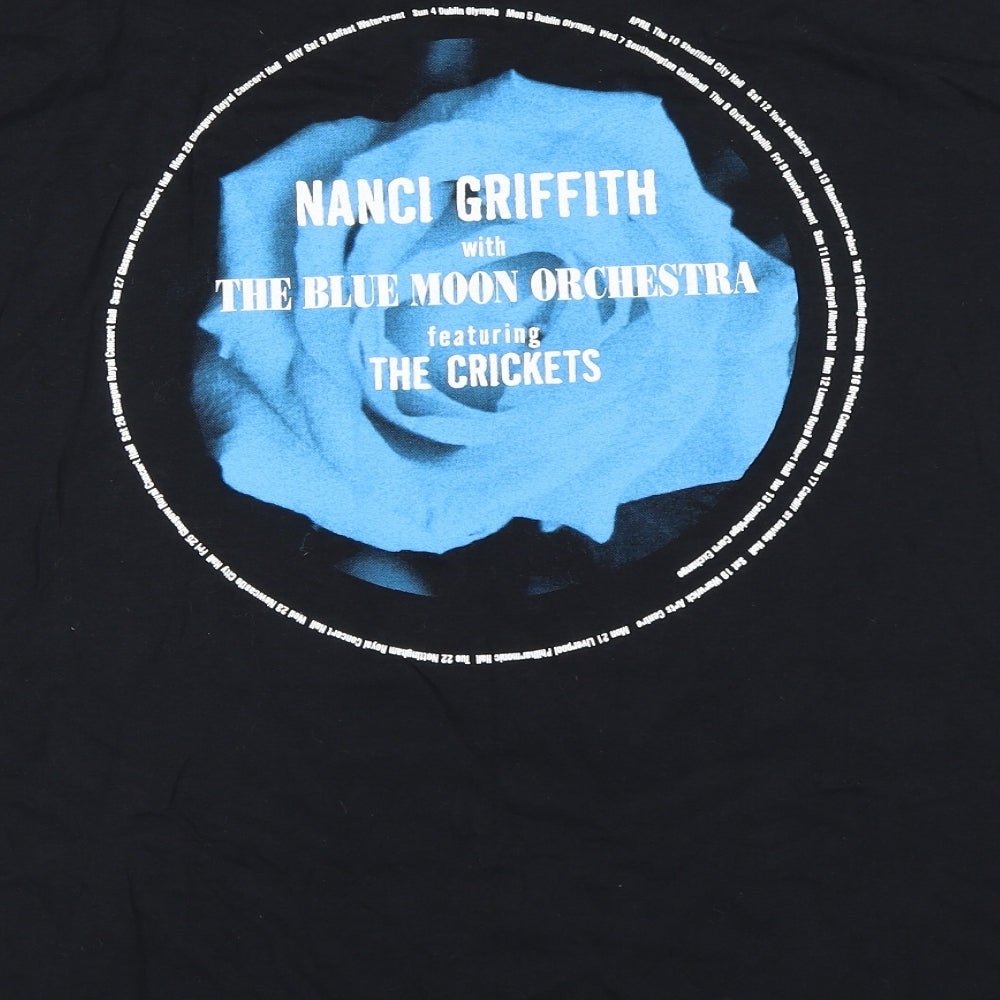 Preworn Mens Black    T-Shirt Size L  - Nanci Griffith