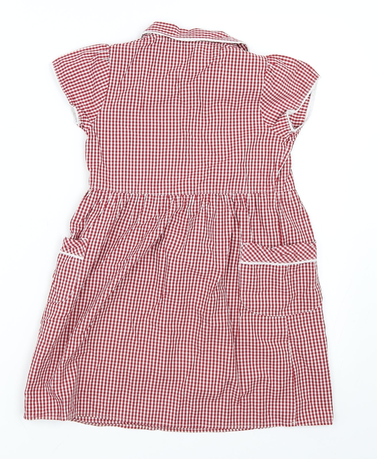 Marks and Spencer Girls Red Check  Skater Dress  Size 5-6 Years  - School Dress