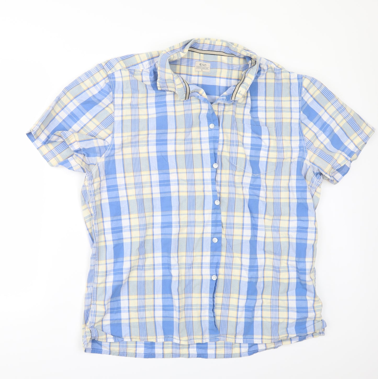 Matalan Mens Blue Check   Button-Up Size XL