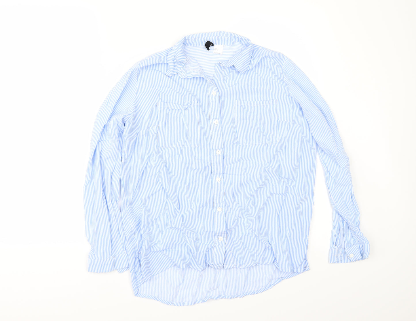 Divided by H&M Womens Blue Striped  Tunic Button-Up Size 8