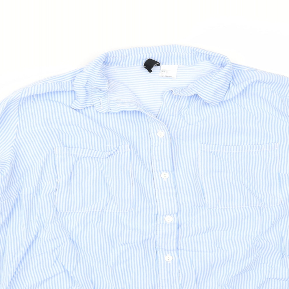 Divided by H&M Womens Blue Striped  Tunic Button-Up Size 8