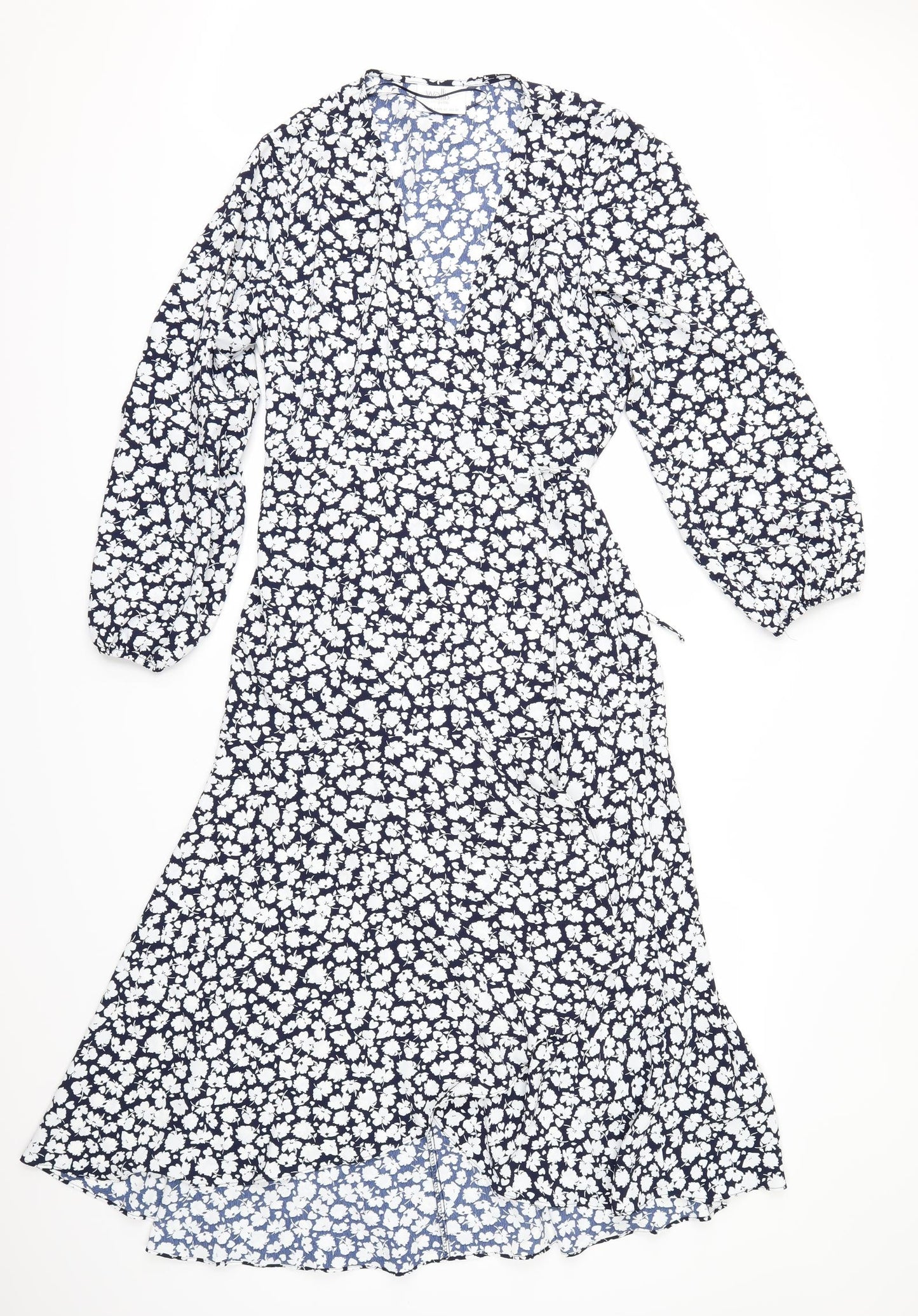 Wallis Womens White Floral Rayon Wrap Dress  Size 14