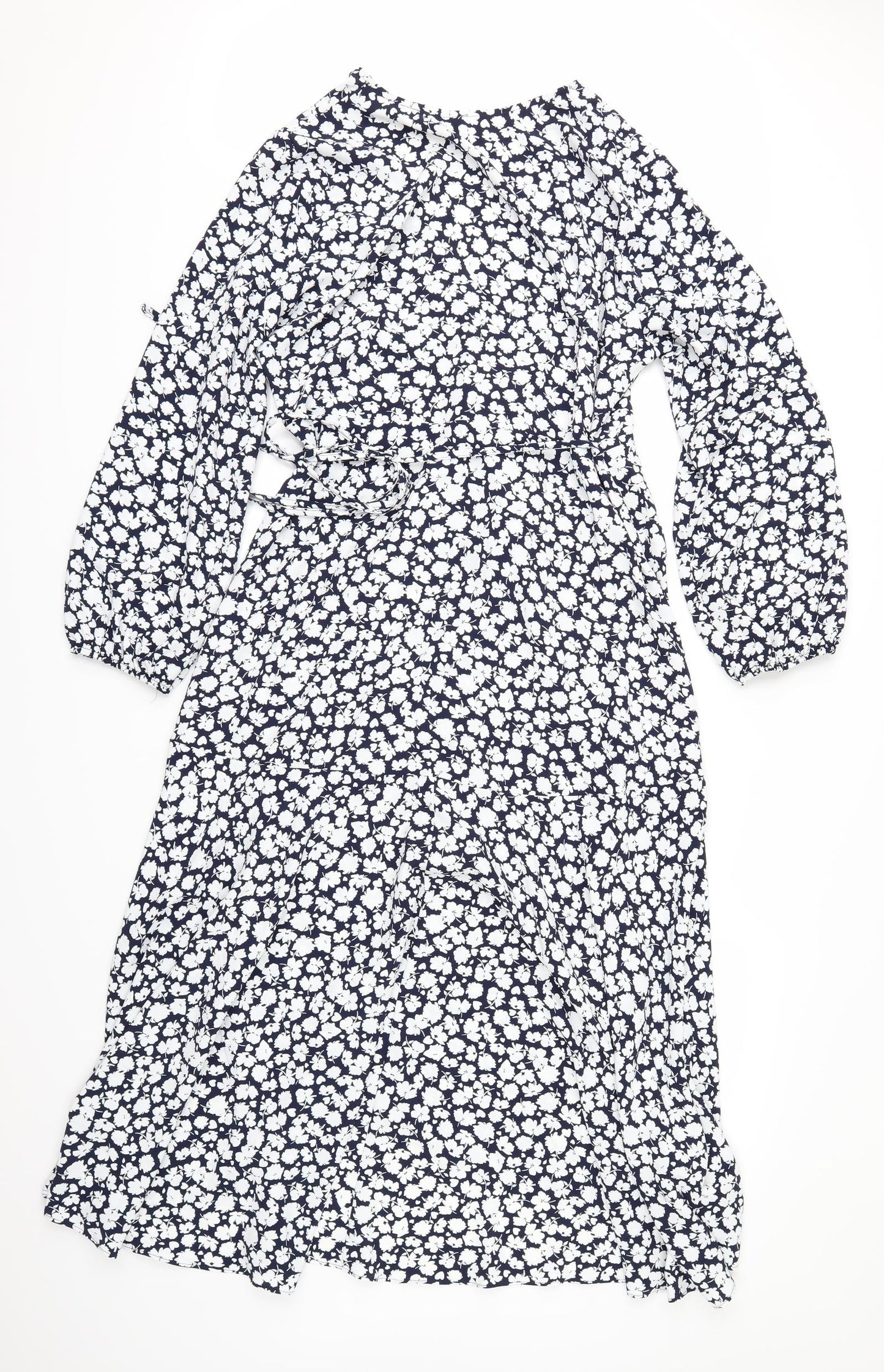 Wallis Womens White Floral Rayon Wrap Dress  Size 14