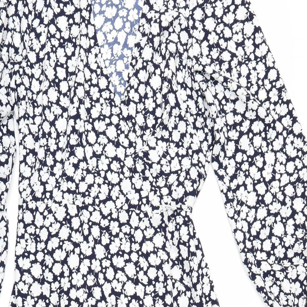 Wallis Womens White Floral Rayon Wrap Dress  Size 14