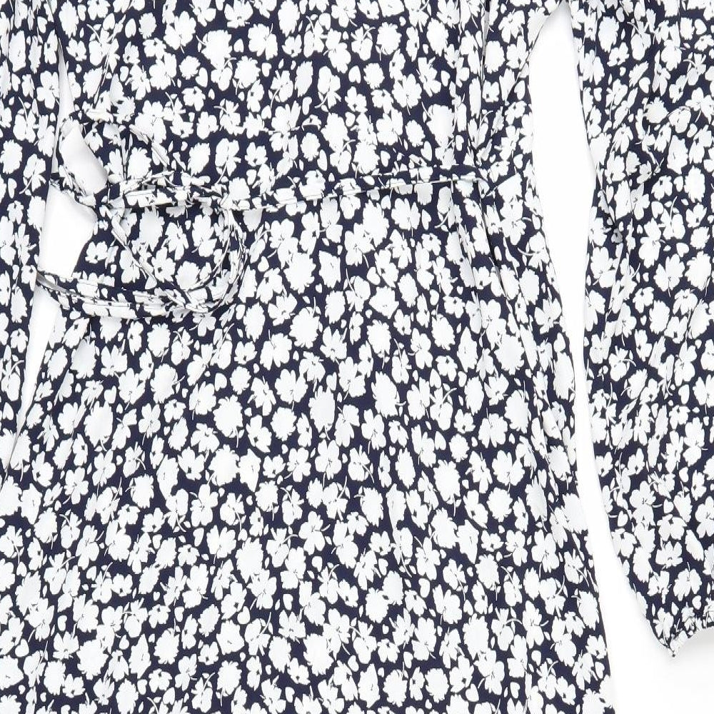 Wallis Womens White Floral Rayon Wrap Dress  Size 14
