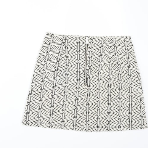 Topshop Womens Beige Geometric  Mini Skirt Size 10