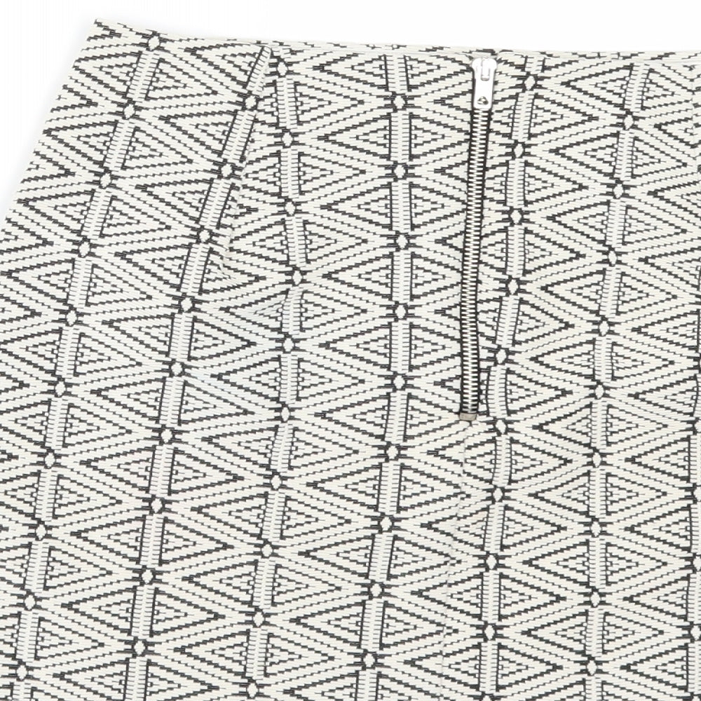 Topshop Womens Beige Geometric  Mini Skirt Size 10
