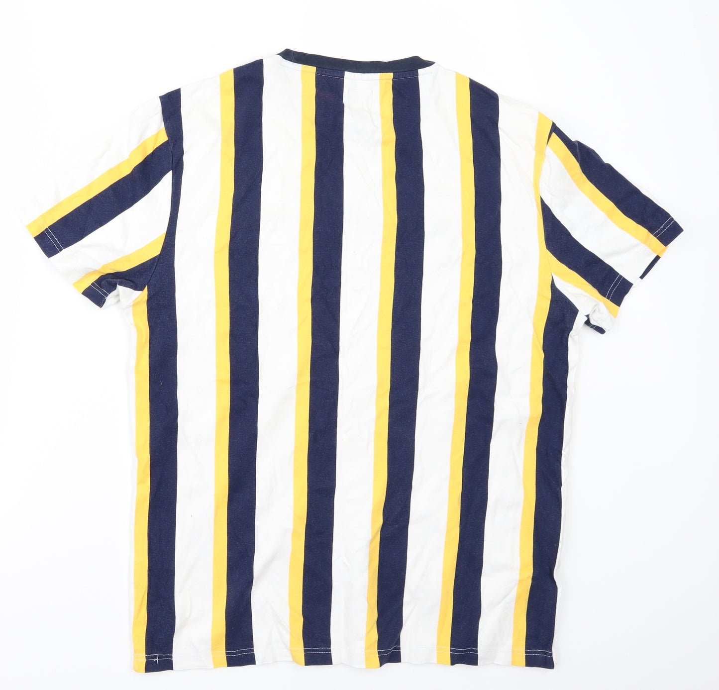 River Island Mens White Striped   T-Shirt Size M