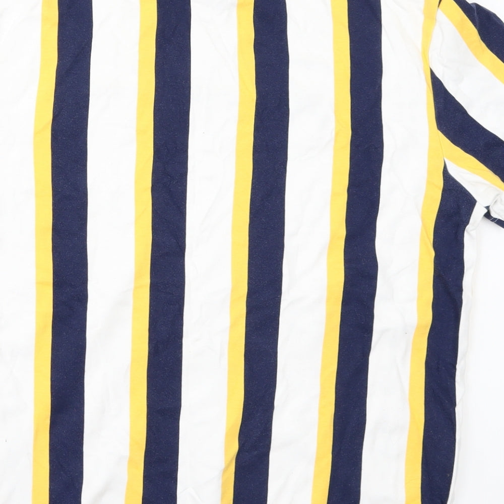 River Island Mens White Striped   T-Shirt Size M