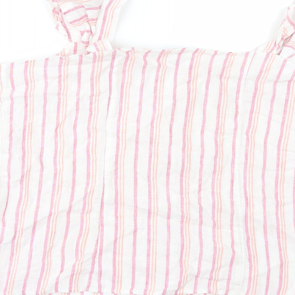 Marks and Spencer Womens White Striped  Camisole Button-Up Size 16