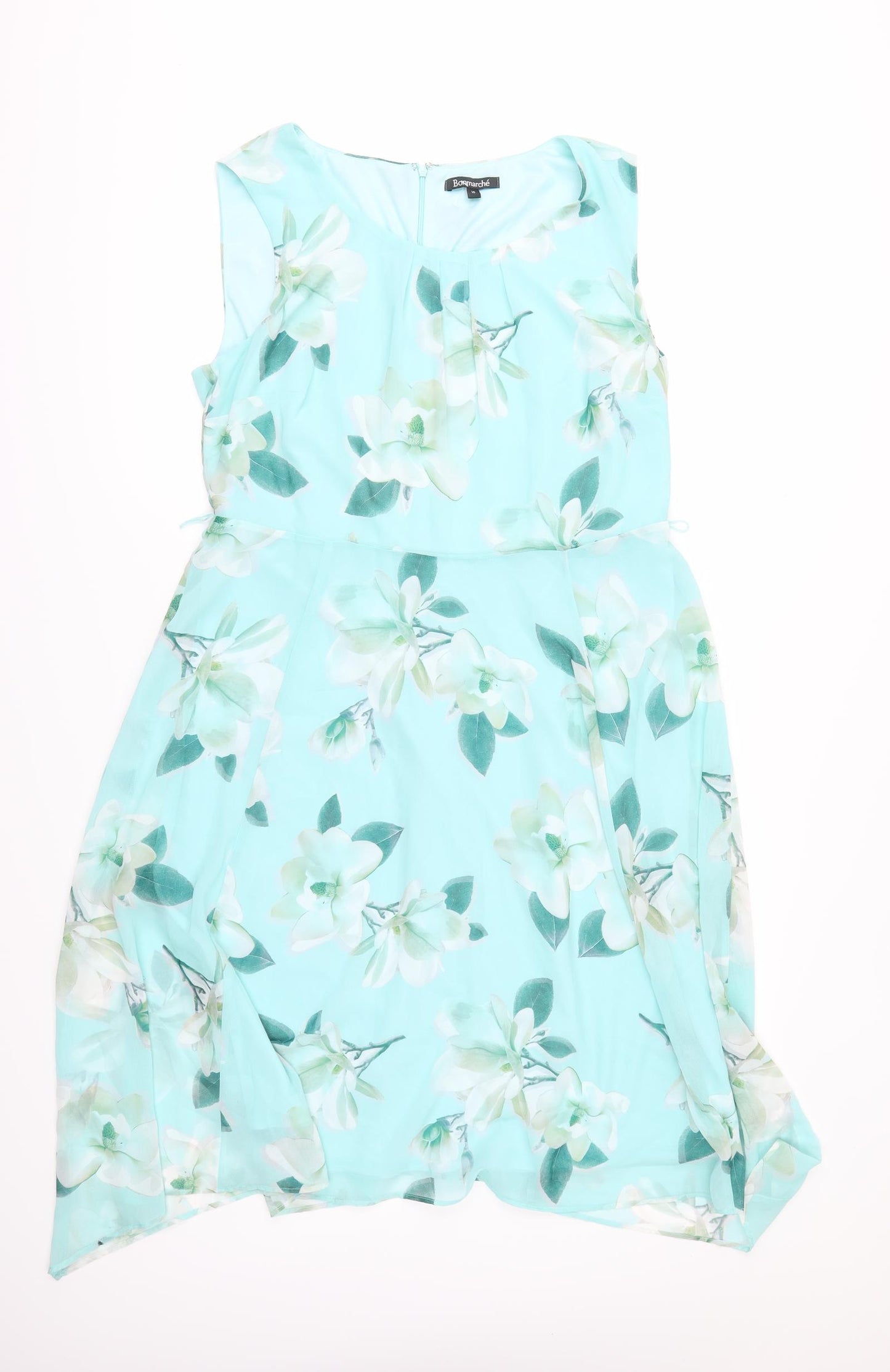Bonmarché Womens Green Floral  A-Line  Size 16