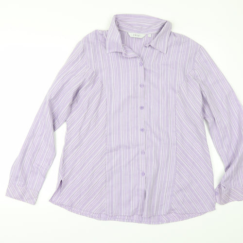 EWM Womens Purple Striped  Tunic Button-Up Size 16