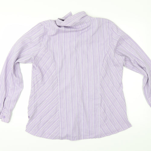 EWM Womens Purple Striped  Tunic Button-Up Size 16