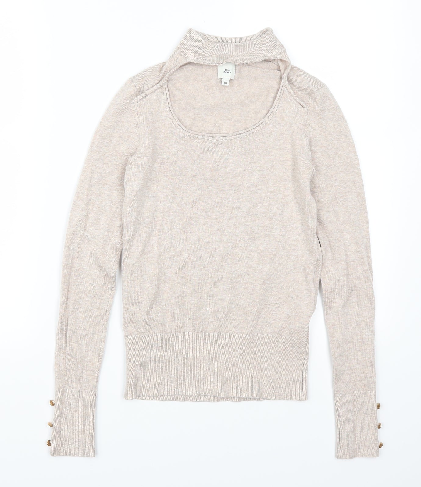 River Island Womens Beige   Pullover Jumper Size 10  - Cut Out Chest