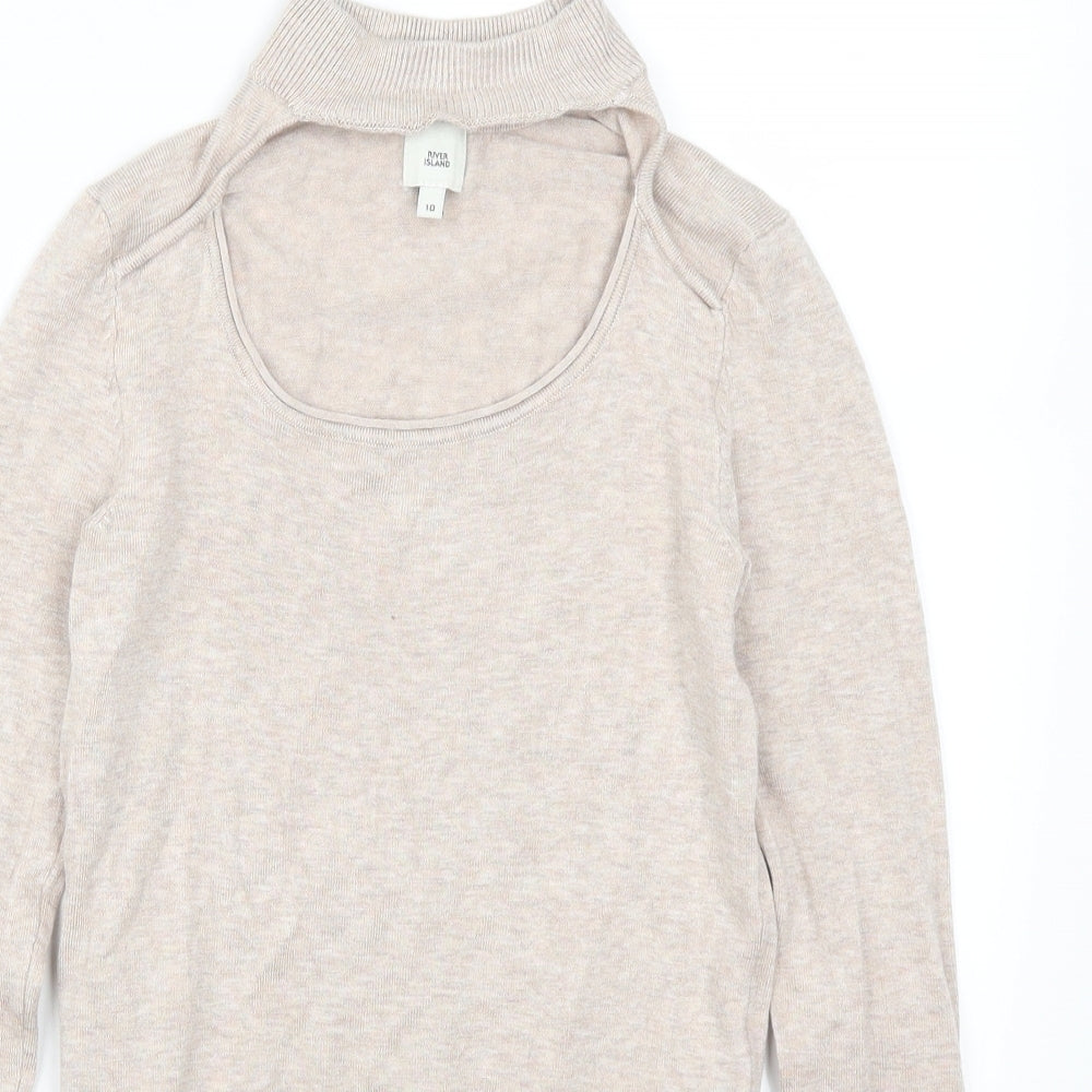 River Island Womens Beige   Pullover Jumper Size 10  - Cut Out Chest