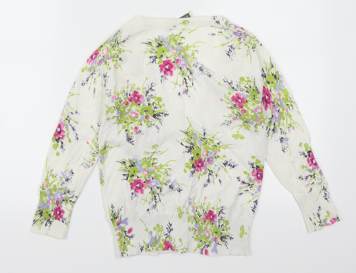 Oasis Womens White Floral  Cardigan Jumper Size S